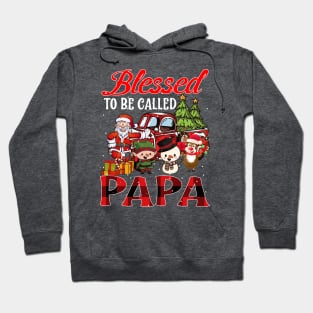 Blessed To Be Called Papa Christmas Buffalo Plaid Truck Hoodie